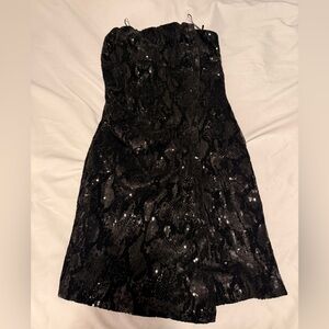 Zara Strapless Black Sequin Dress
